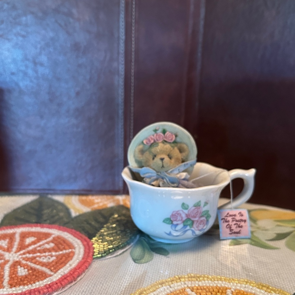 Cherished Teddies Floral Teacup with Bear